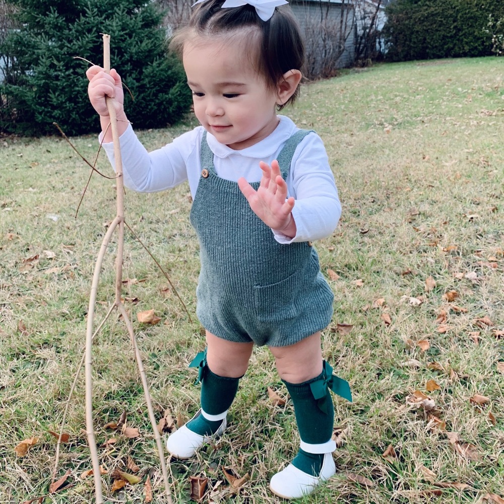 Knit romper set with hat